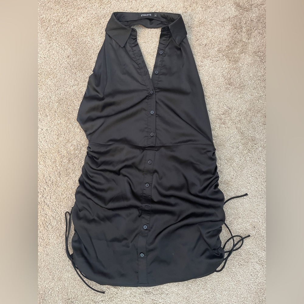 Etiquette Black Halter Top Dress, Size Large